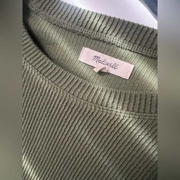 Madewell knit asymmetrical long sleeve green top xs - Picture 3 of 4